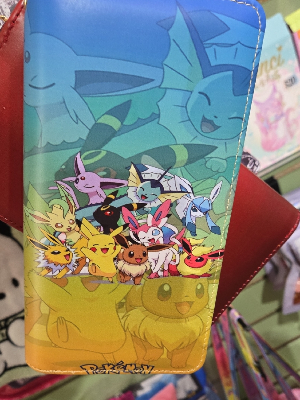 Pokemon Multicolor Eevee & Evolutions Wallet - Blue, Green, Yellow, Pink, Red
